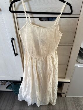 Blu Pepper Cream Smocked Dress